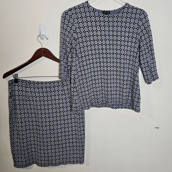 J. Jill Wearever Collection 3/4 Sleeve Patterned Top & Pencil Skirt Set Women's - Picture 1 of 5